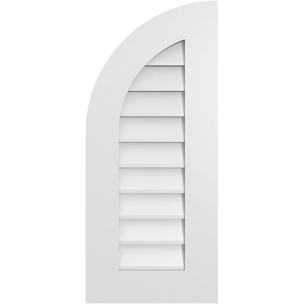 Ekena Millwork Quarter Round Top Left Surface Mount PVC Gable Vent w/ 3-1/2"W x 1"P Standard Frame, 14"W x 32"H GVPQL14X3201SN - main